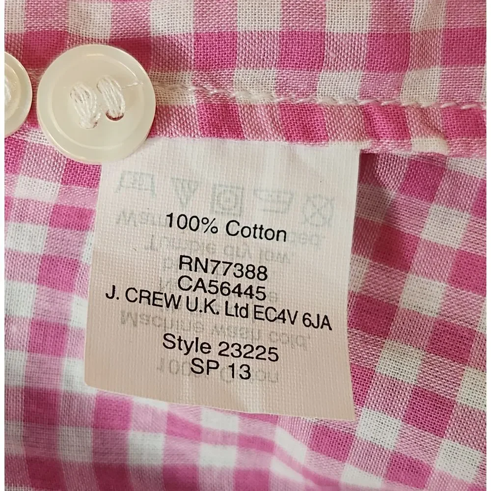 J. Crew Womans Checkered button Shirt the Perfect‎ Shirt Pink/ White Gingham XS